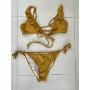 Cupshe Swim String Bikini Swimwear Ruffled Floral Swimsuit